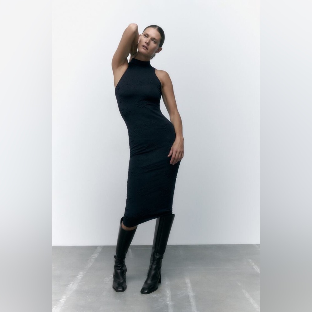 ZARA JACQUARD MIDI DRESS BRAND NEW WITH TAGS SMALL
